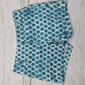 LOFT Blue White Patterned Linen Blend Womens Shorts Size 4